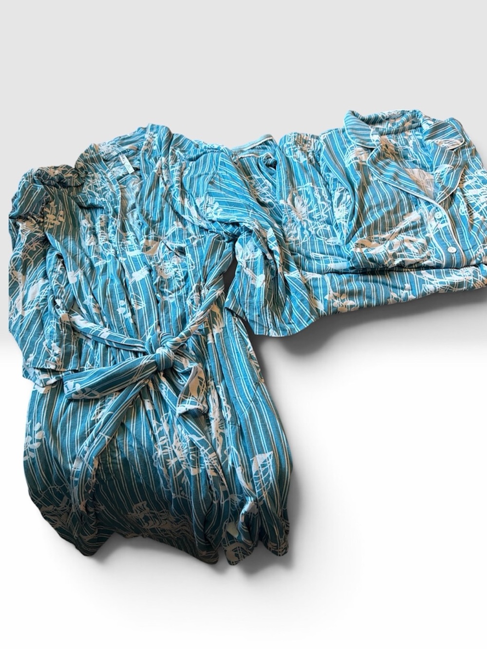 Soma Blue Striped Floral Pajama Set